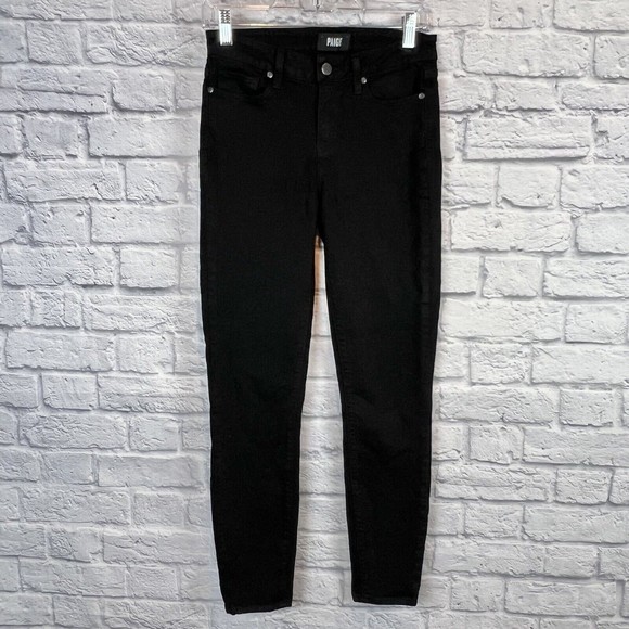 Paige Women Verdugo Ultra Skinny Black Wash Stretch Denim Jean Size 27 (26X27.5) - Picture 3 of 16